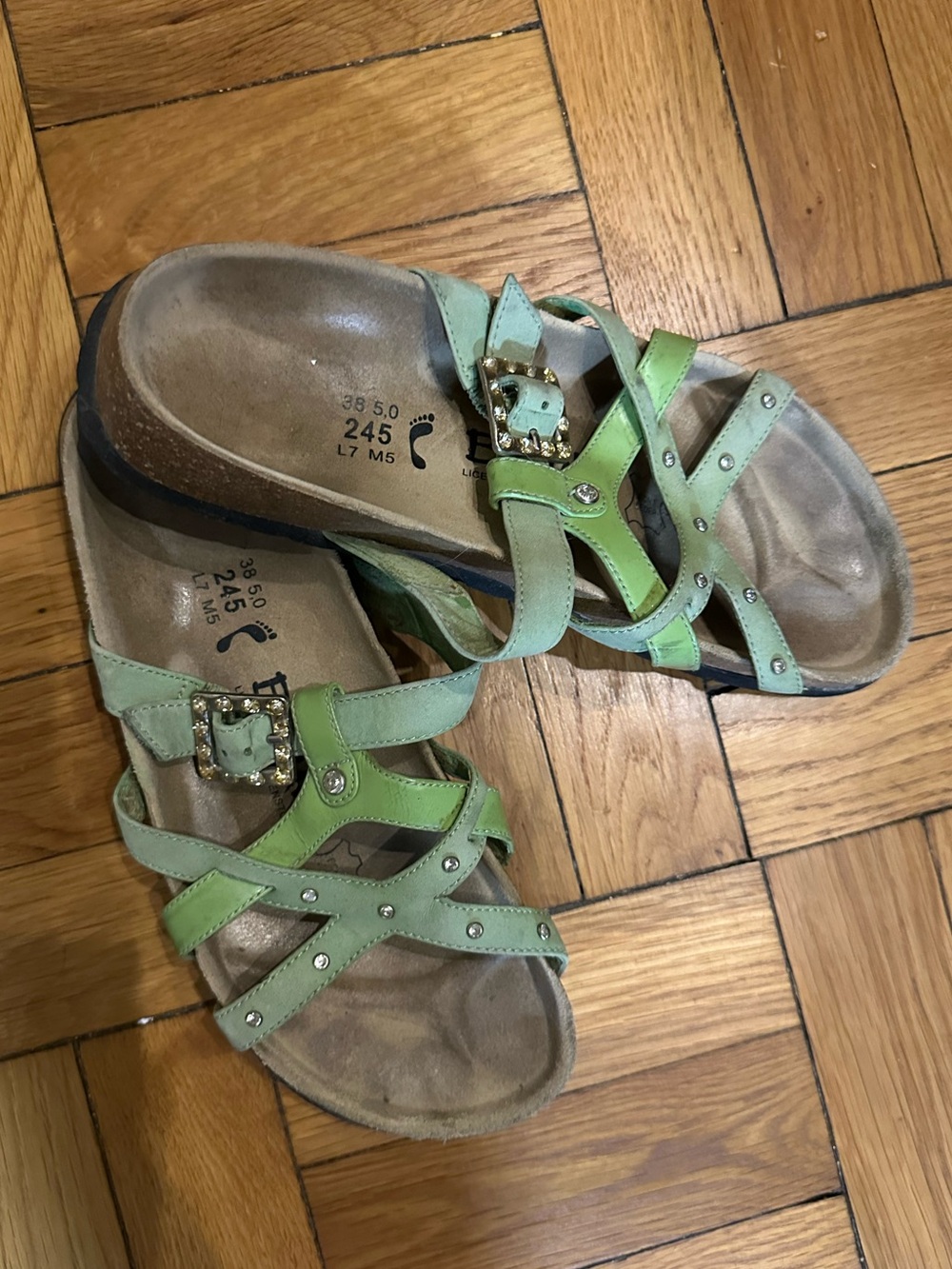 Birkenstock Betula Green Jewel Embellished Sandals, 37 Women’s size 7